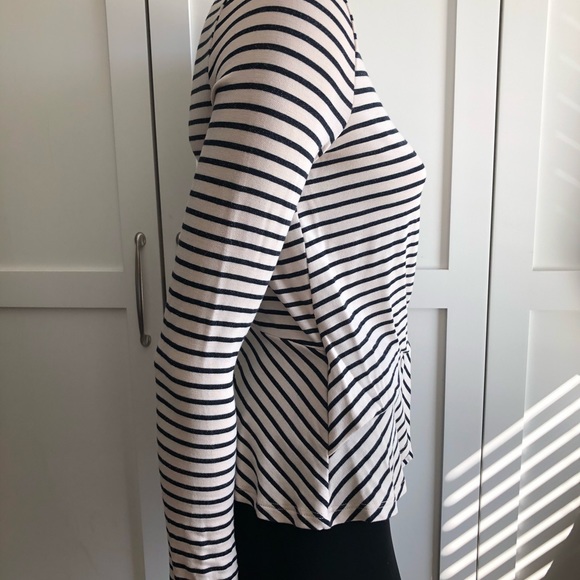 Navy cream long sleeve stripe top with front tie - Picture 3 of 5
